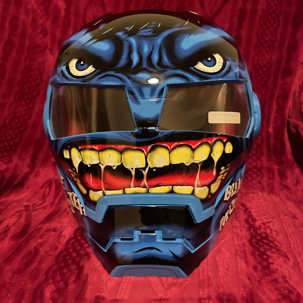 Blue monster DOT motorcycle helmet